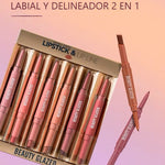 SET DE 6 LÁPICES 2 EN 1 LABIALES Y DELINEADORES DE ALTA FIJACION