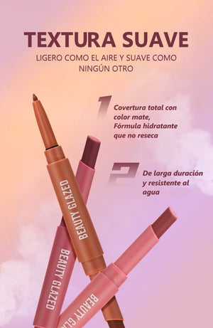 SET DE 6 LÁPICES 2 EN 1 LABIALES Y DELINEADORES DE ALTA FIJACION