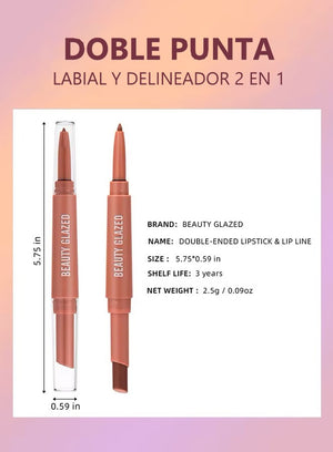 SET DE 6 LÁPICES 2 EN 1 LABIALES Y DELINEADORES DE ALTA FIJACION